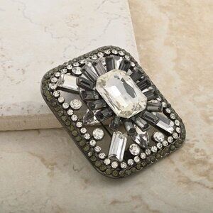 Beautiful Austrian Crystal Skyline Vintage Brooch in Silvertone Large Size